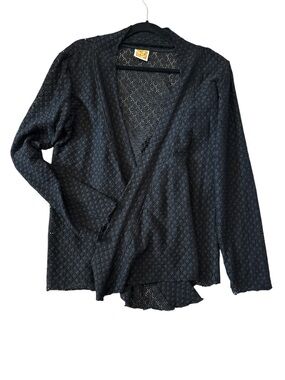 Black Open Front Crochet Cardigan Kimono